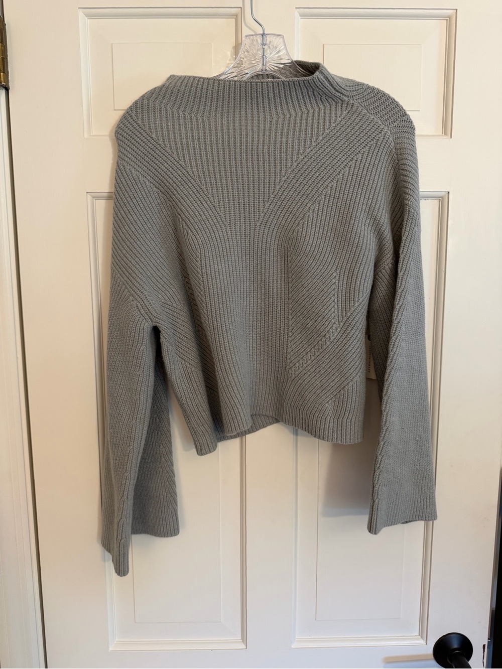 Anthropologie Maeve The Katey Mock Neck Bell Sleeve Sweater Grey Sz Small NWT - Picture 2 of 5